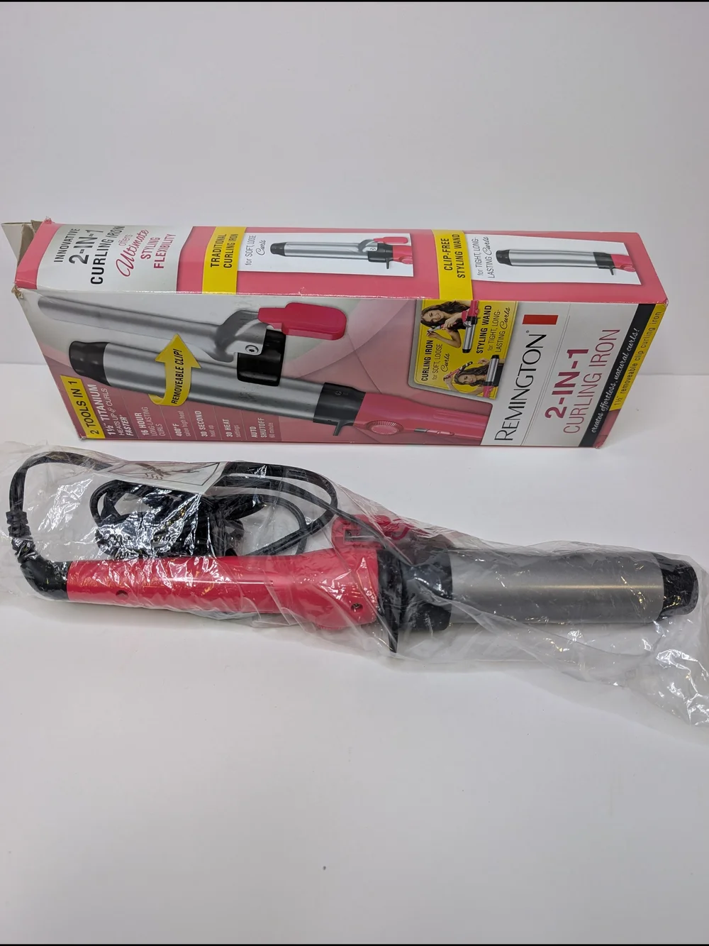 Remington 2-in-1 Curling Iron in Pink C15238CL 1 1/2